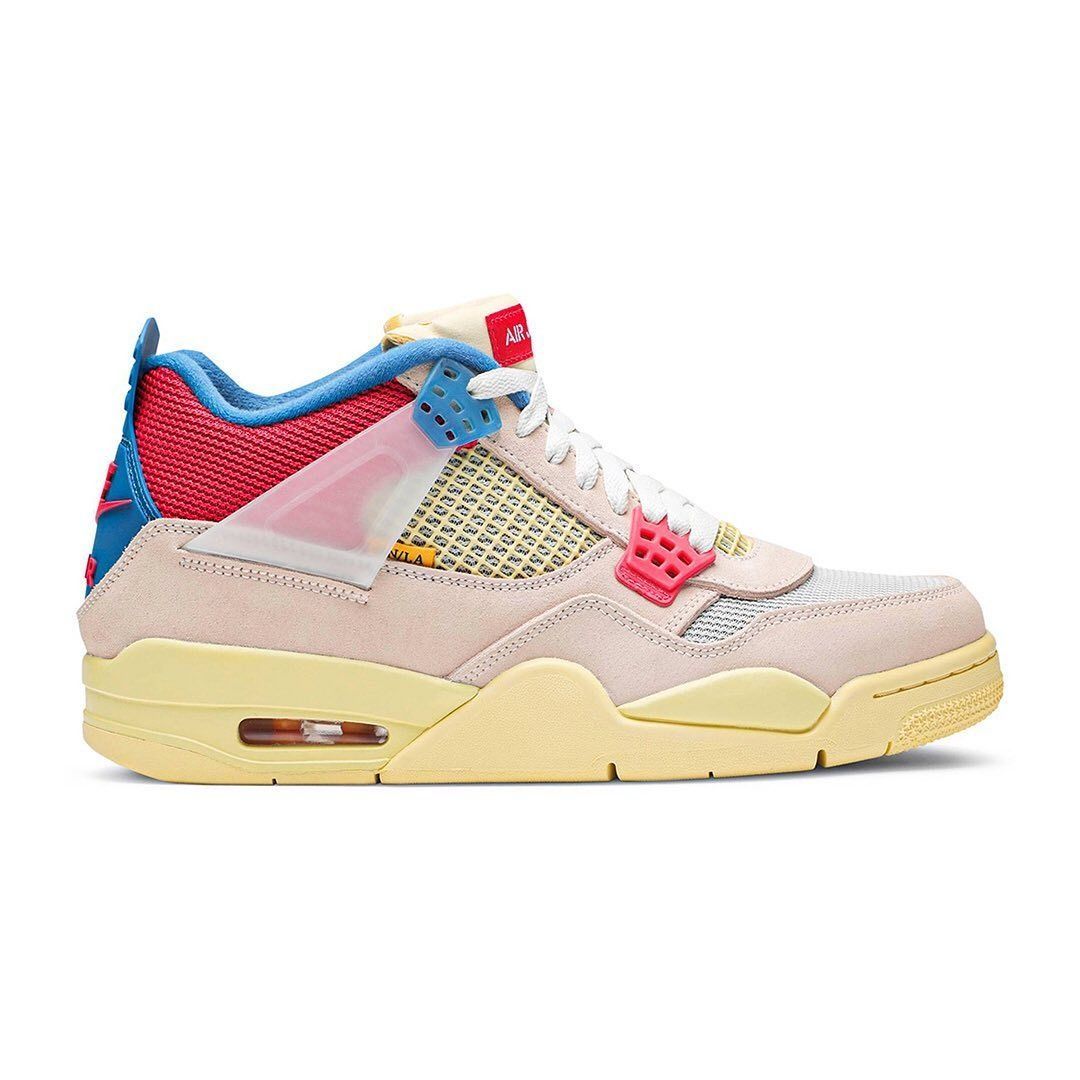 Nike Air Jordan 4 Retro, белый с красным и синим, нубук, текстиль, мужские