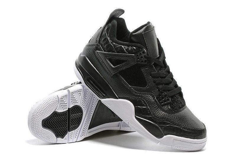 Nike Air Jordans 4 Retro, черные, кожа, мужские
