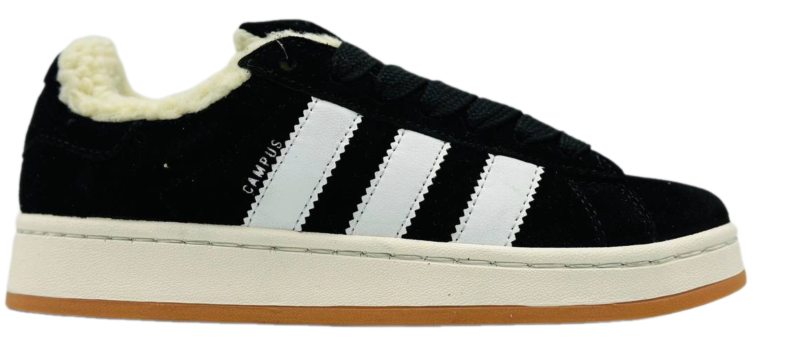 Adidas Campus Black/White с мехом