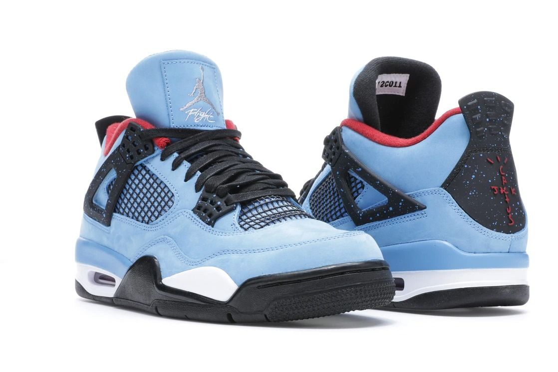 Nike Air Jordan 4 Retro 'Cactus Jack', светло-синие, нубук, мужские
