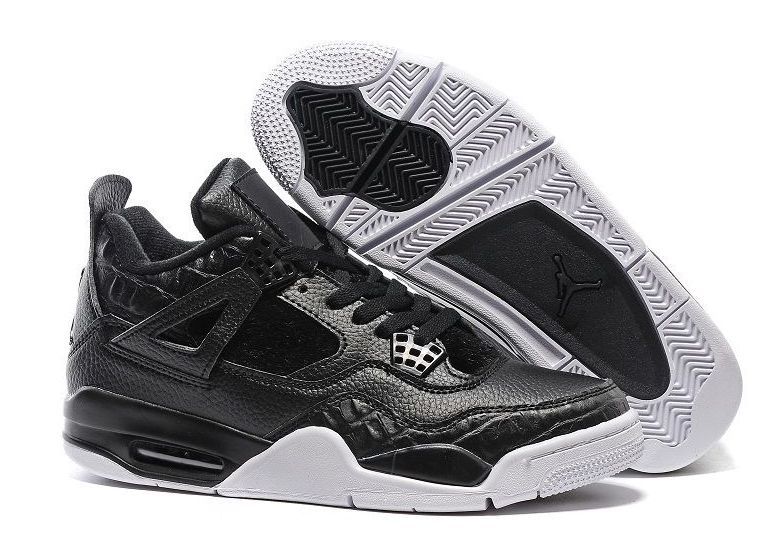 Nike Air Jordans 4 Retro, черные, кожа, мужские
