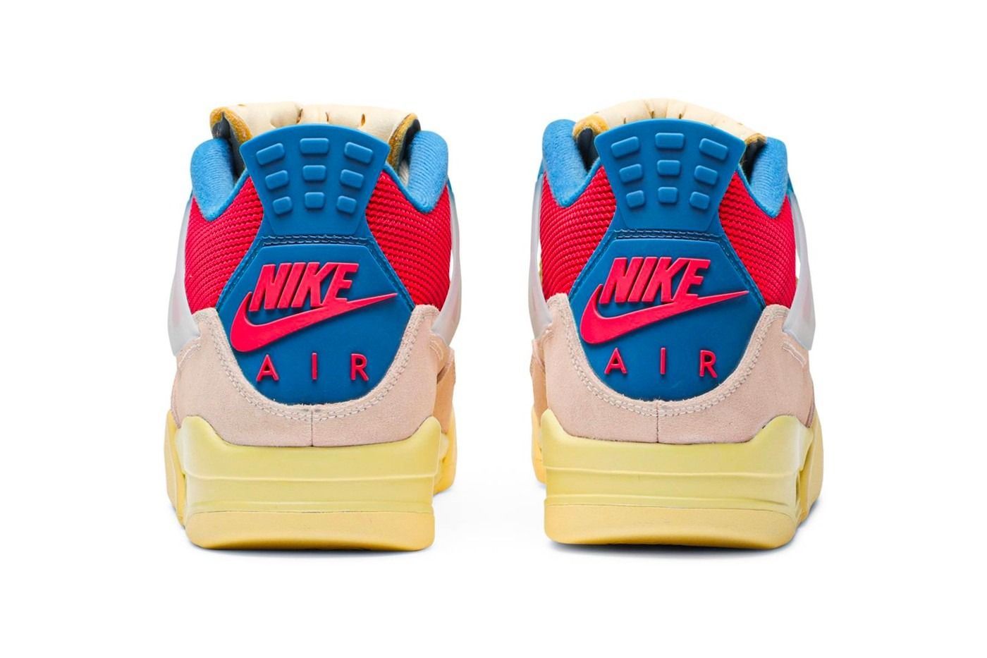 Nike Air Jordan 4 Retro, белый с красным и синим, нубук, текстиль, мужские
